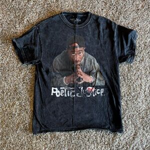 Poetic Justice Vintage-style Tupac Black Graphic Tee.